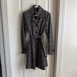 Anthropologie Elevenses 1Inverness Plaid Belted Trench Coat